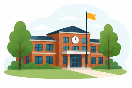 Illustratie van een schoolgebouw
